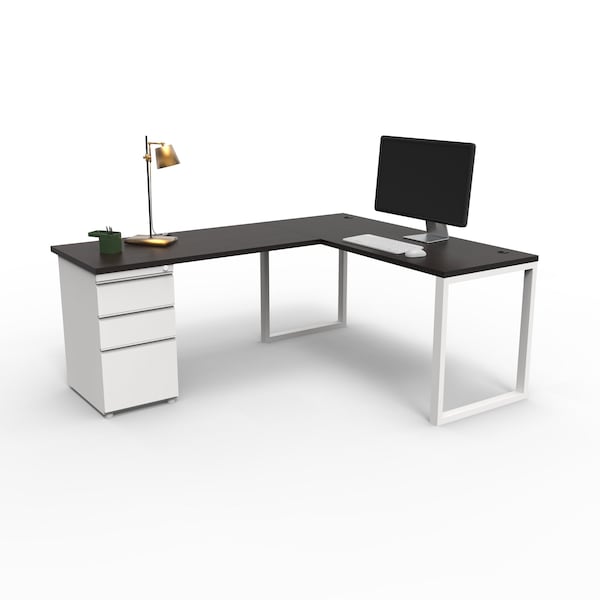 We'Re It Connect It L-Shaped Desk, 77 in D X 30 in H, 66 in W X Thermally Fused Laminate DI66304824L1BBF-WH-ESP - main
